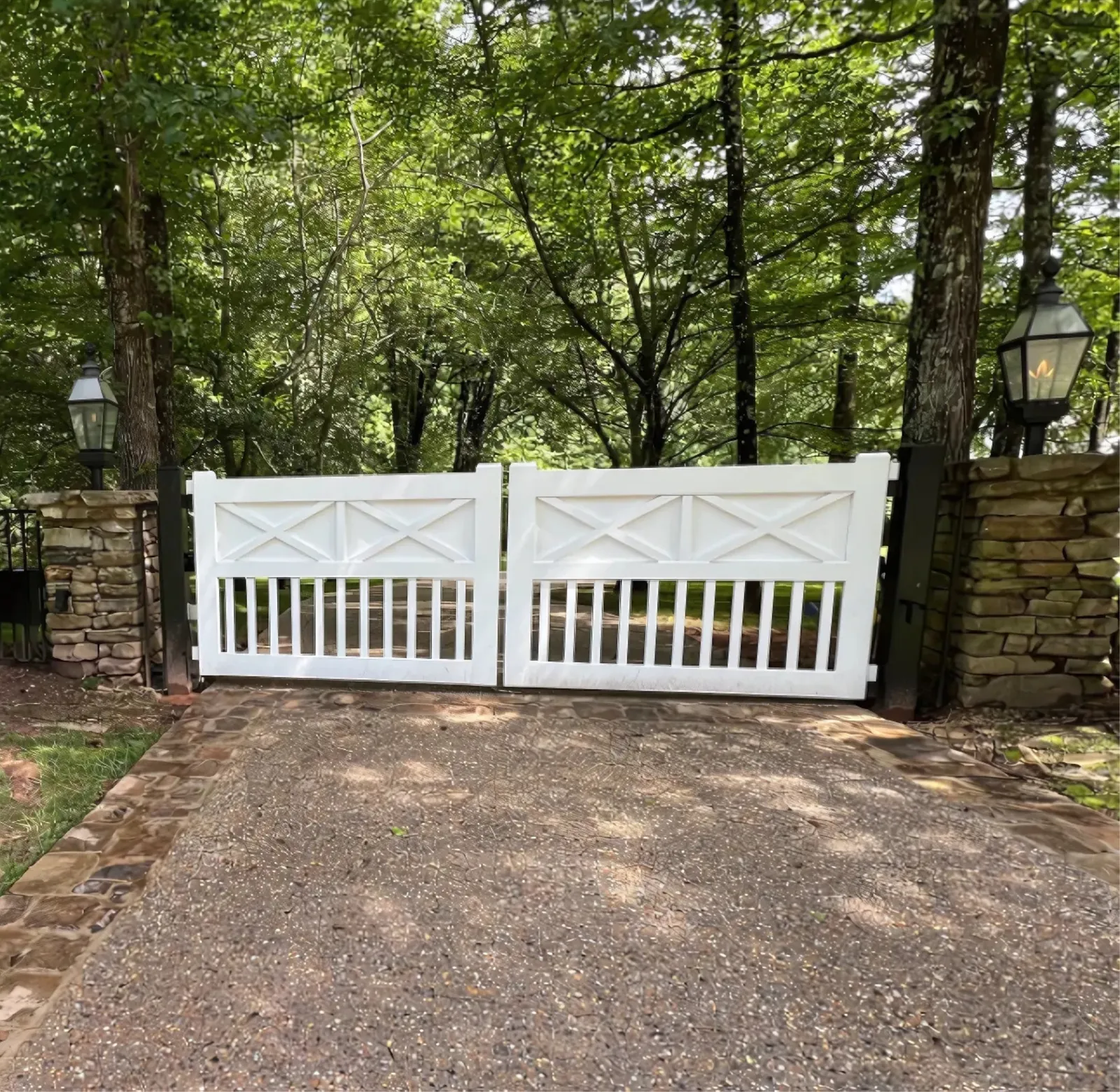 Perimeter fencing and gate entrance protecting a Georgia residential property