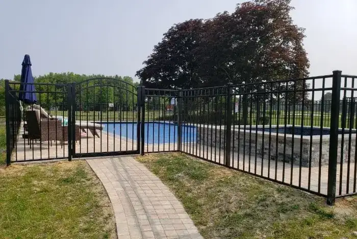 Steel pool fencing on a Georgia property